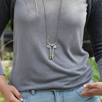 Charm Necklace,Silver Jewelry for Women,Silver Statement Necklace,Pendant Necklace,Boho Statement Necklace,Long Pendant Necklace